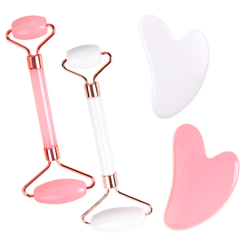 Luxury Skincare Tools - ローズクォーツ美顔マッサージ器 - 両面ハートローラー、むくみ軽減と肌再生用、高級スキンケアツール