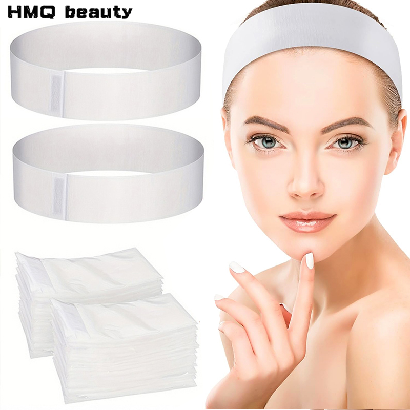 Luxury Skincare Tools - 使い捨てフェイススパヘッドバンド,フェイシャルエステティシャン用ホワイトヘッドバンド,不織布ヘッドバンド,ソフトスキンケア,美容院用品,10個,50個,100個