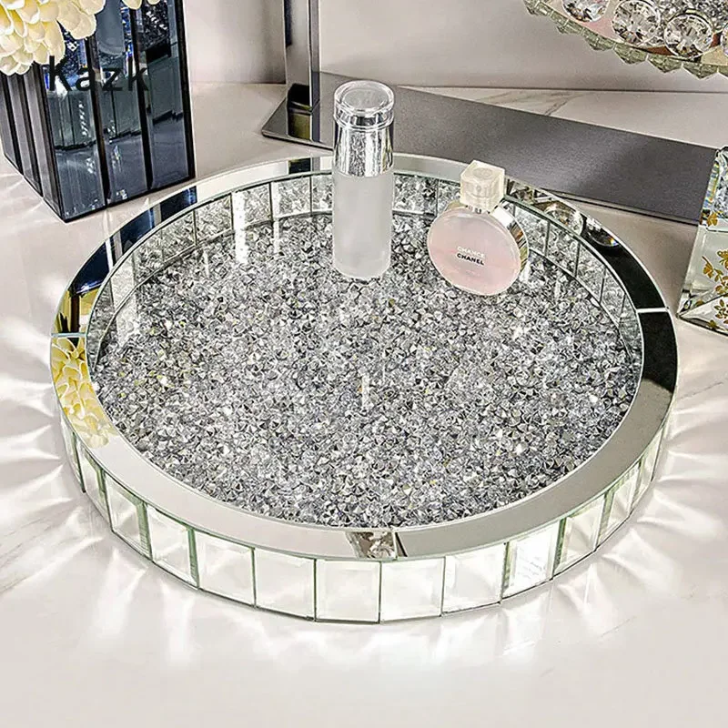 Luxury Skincare Bottles - 豪華なダイヤモンドインレイのガラス収納トレイ,装飾的なアクセサリー,寝室の装飾,香水瓶,スキンケア製品,オーガナイザーローリング