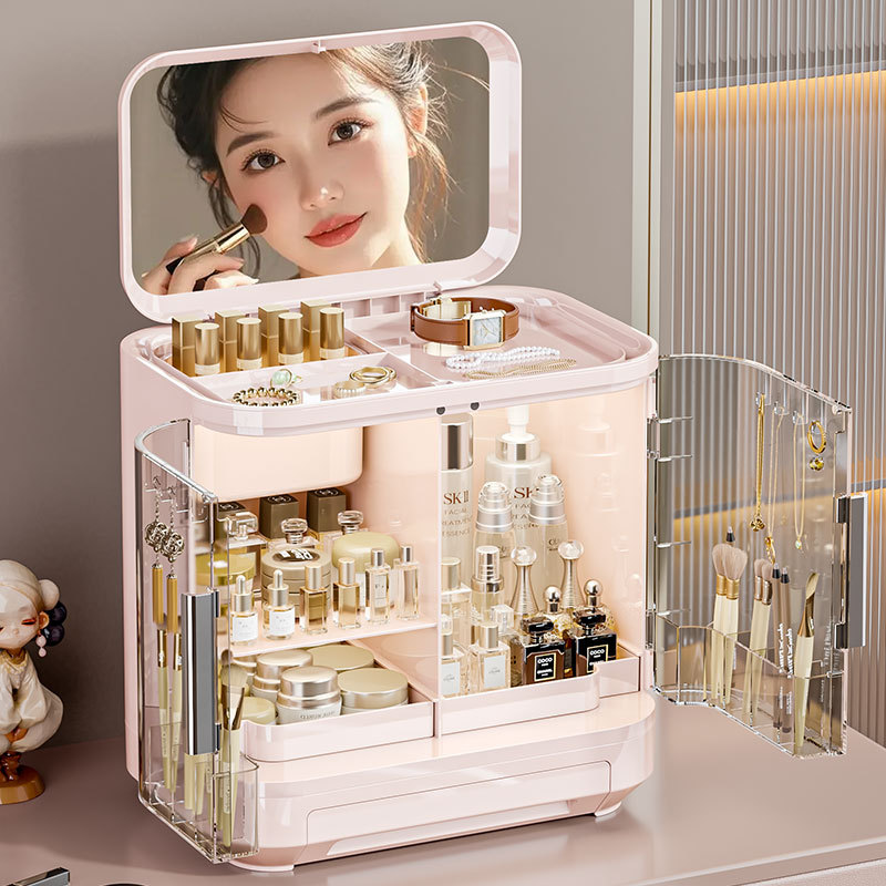 鏡付き化粧品収納ボックス、高級感のあるライトラグジュアリーシ - Luxury Skincare Tools のレビューと価格