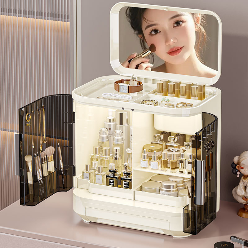 鏡付き化粧品収納ボックス、高級感のあるライトラグジュアリーシ - Luxury Skincare Tools のレビューと価格
