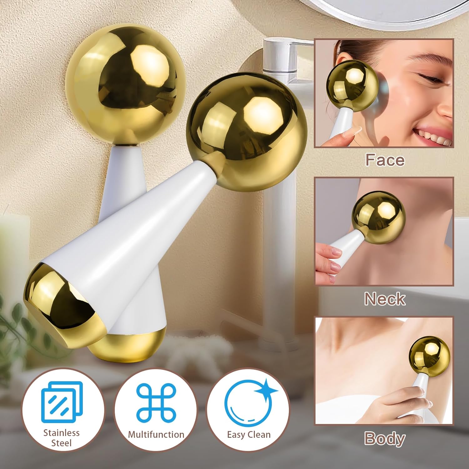 アイスグローブ フェイスアイ用 スチール ホット&クライオス - Luxury Skincare Tools のレビューと価格