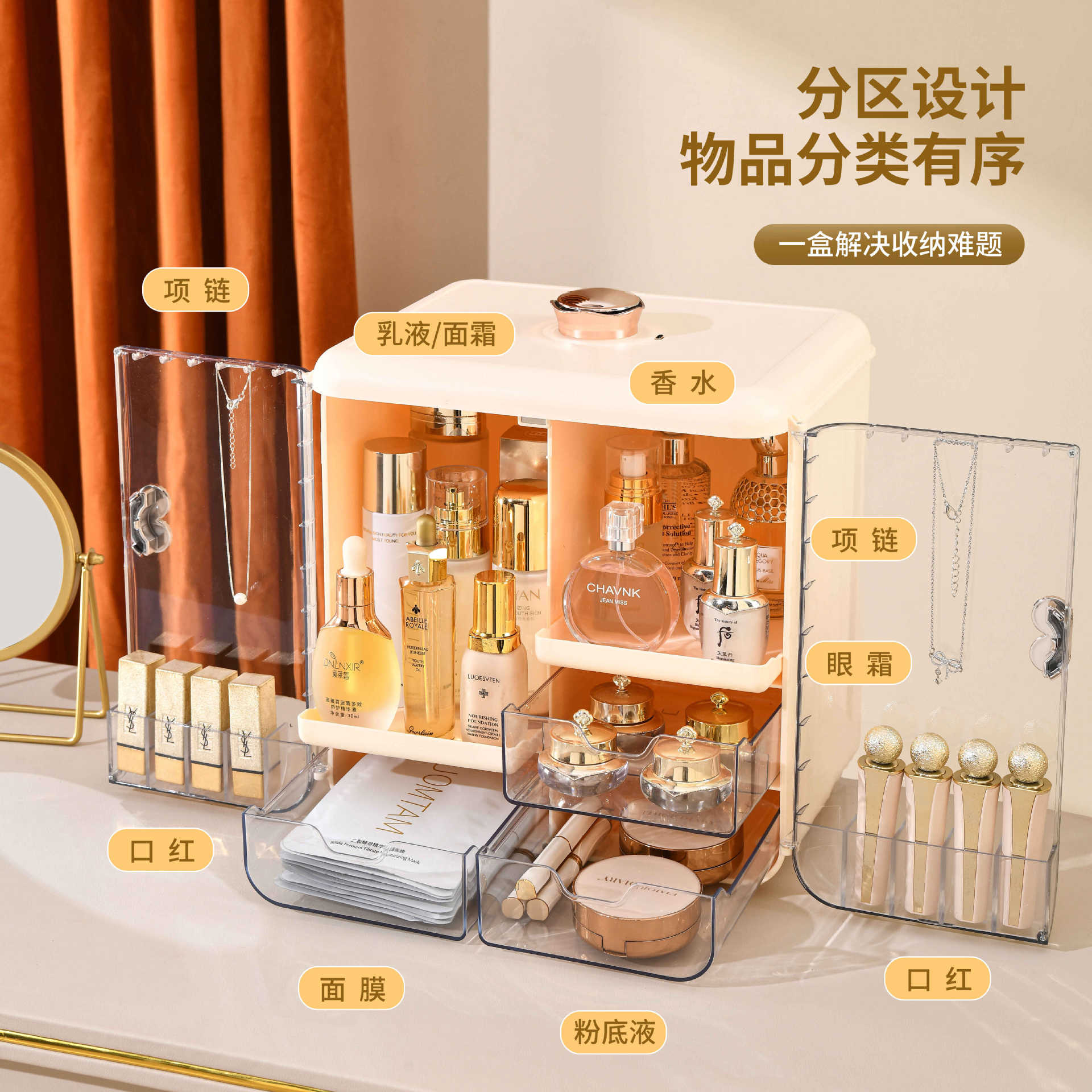 ライトラグジュアリー化粧品収納ボックス、デスクトップリップス - Luxury Skincare Tools のレビューと価格